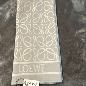 Loewe Light Gray Monogrammed silk Scarf